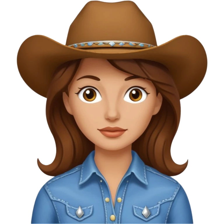 Una mujer blanca con el pelo cafe de vaquera emoji