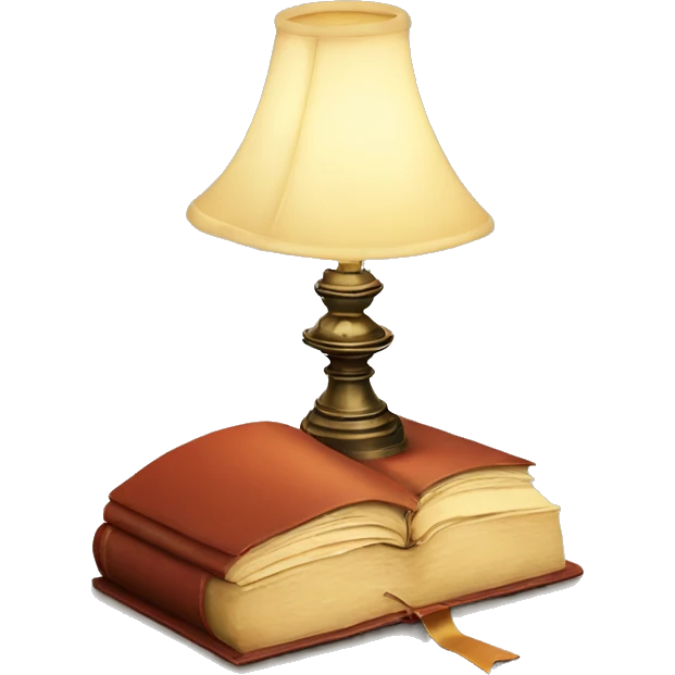 vintage lamp with open book emoji