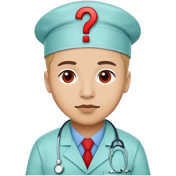 Surgeon with a single red question mark on his uniform emoji