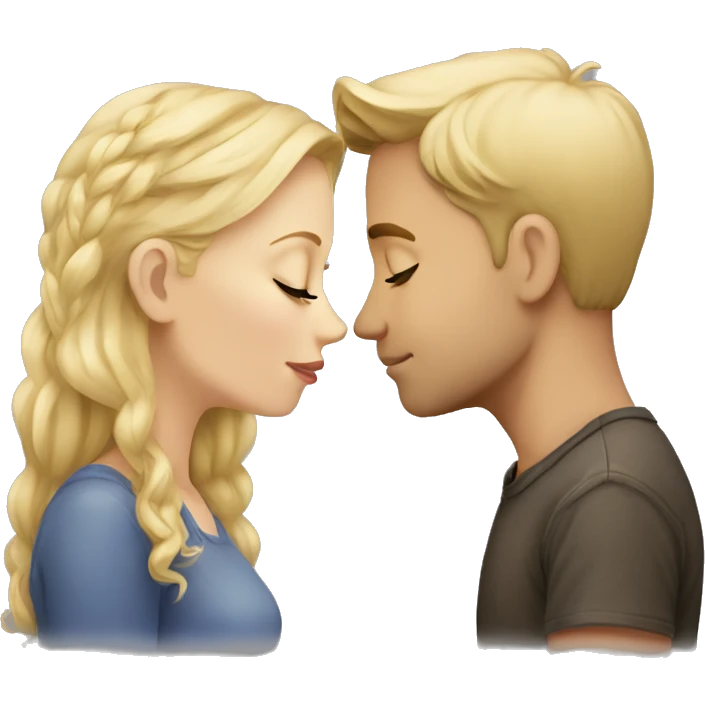 Cute fair-skin blonde white couple kissing emoji