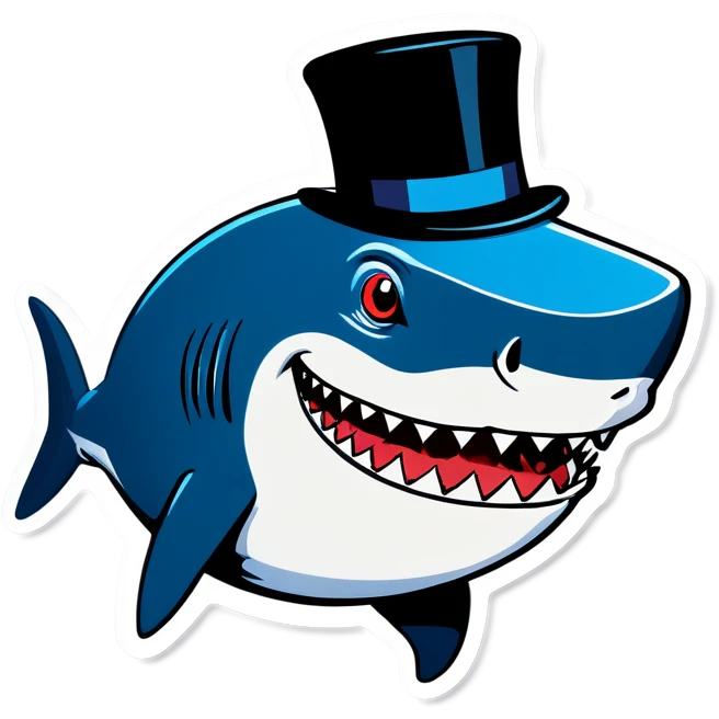 Shark with a top hat emoji