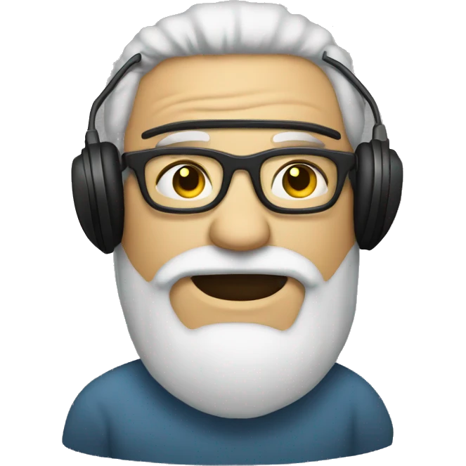 a man with vision glasses and have beard and with ear muffs  emoji