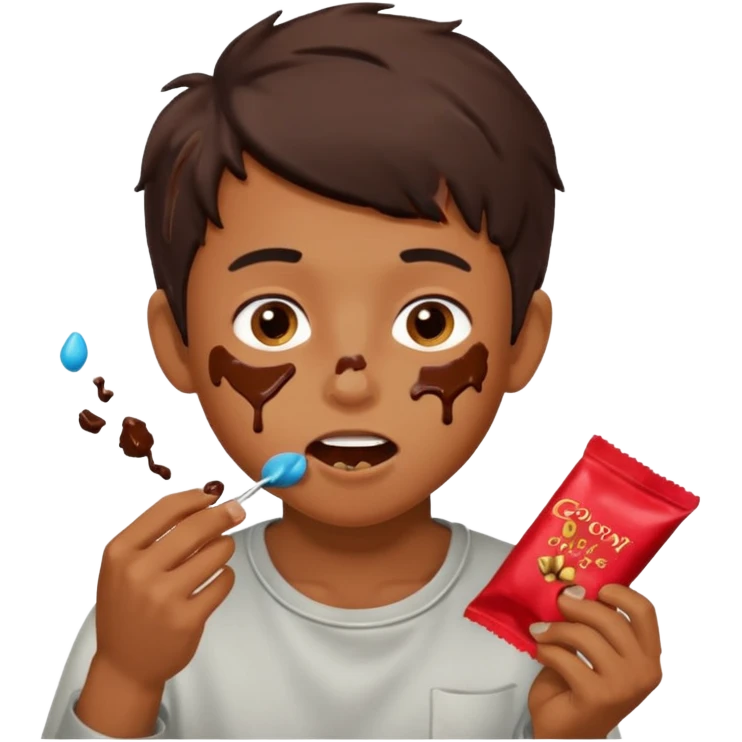 boy eating chocolate emoji