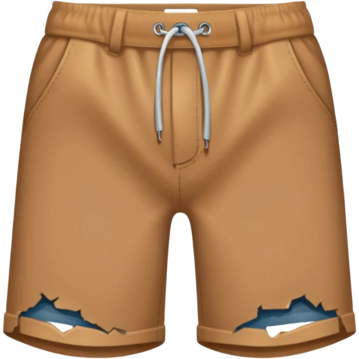 A squatting man legs spread apart and make a penis visible going through his broken shorts emoji