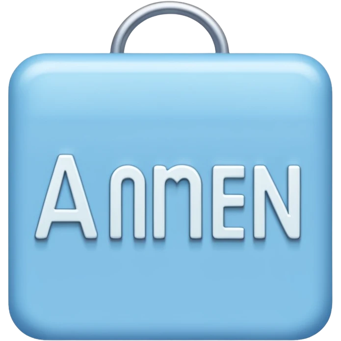light blue word "amen" simple font in rectangle emoji