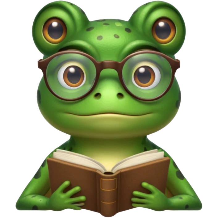 frog with glasses and book emoji