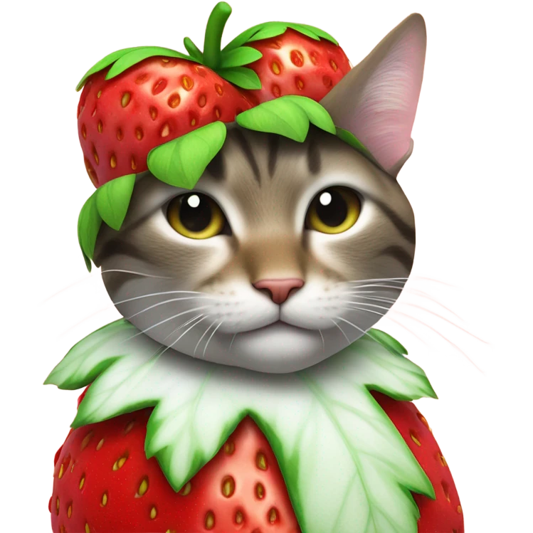 Cat wearing strawberry costume emoji