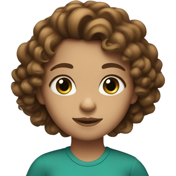 Girl with blue/green eyes, curly brown hair to her shoulders  emoji
