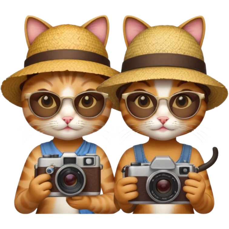 2 girl cats dressed up as tourists emoji