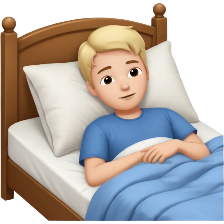 a young man lying in bed, dreaming of different jobs emoji
