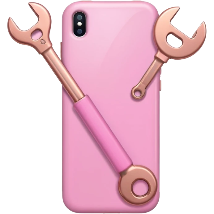 pink girly cellphone with a cute wrench emoji
