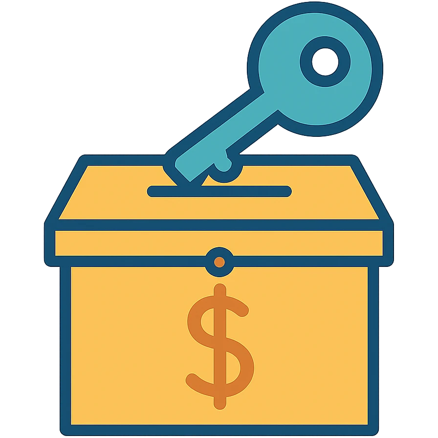 flat design style key for donation case emoji