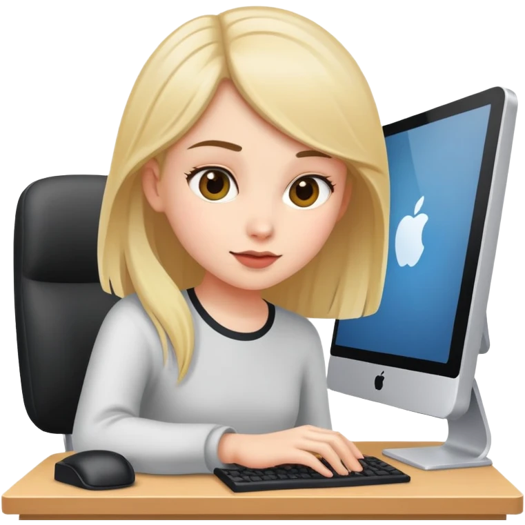 Girl using desktop computer emoji