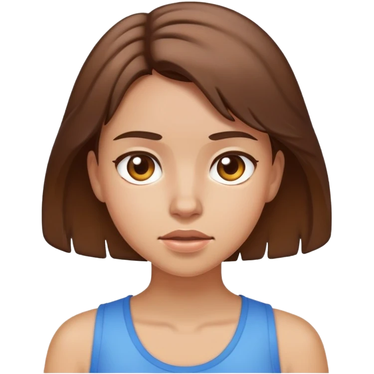 brown haired girl sweating emoji