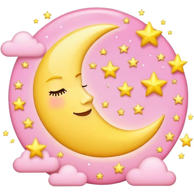 Moon and stars light pink and yellow emoji