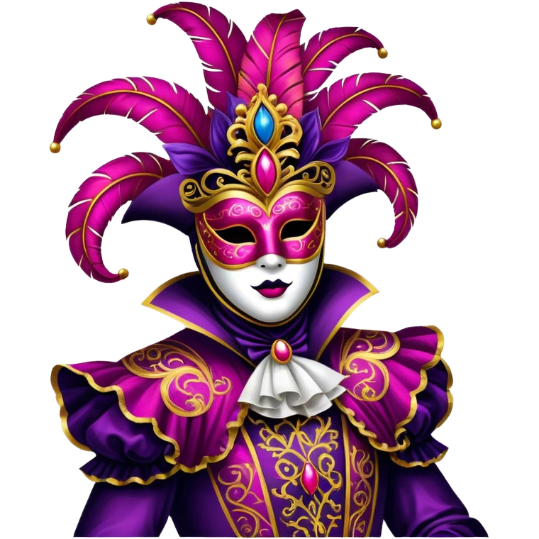 Venice Carnival performer – Cinematic Realistic Venice Carnival Performer, depicted in an opulent, elaborately masked costume with rich textures, vibrant colors, and dramatic, soft lighting, set against the historic backdrop of Venetian canals, capturing the mystery and extravagance of the carnival. emoji