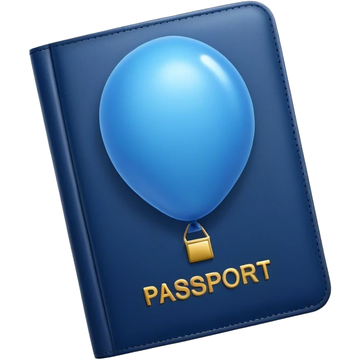 pasaporte cerrado, con un globo en el centro emoji