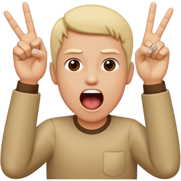 face with wide open mouth and two fingers inside while other fingers are in rock positions emoji