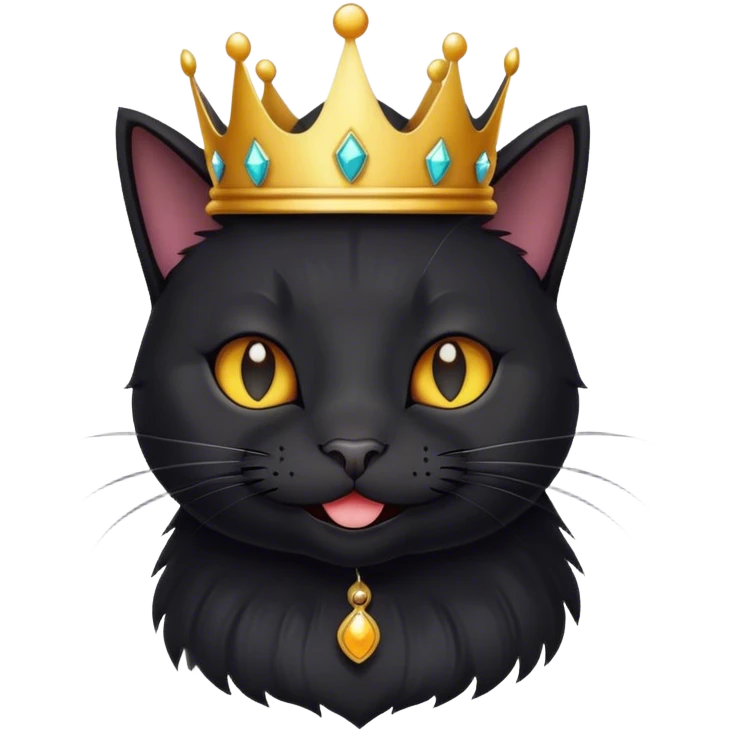 happy black cat with a crown emoji