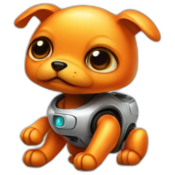 tiny orange baby robot dog emoji
