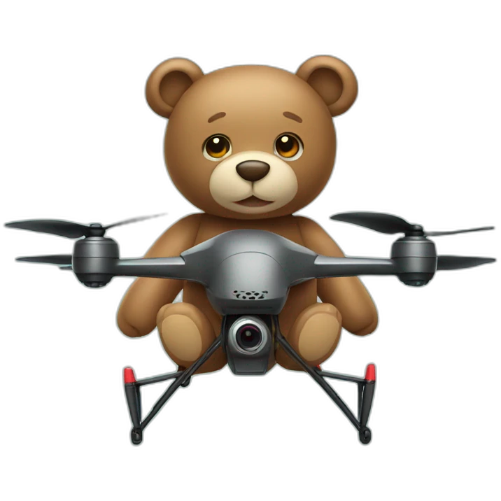 Teddy bear riding a drone  emoji