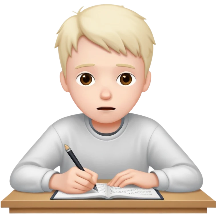 Student frantically writing "Dear God" at the top of an essay paper emoji