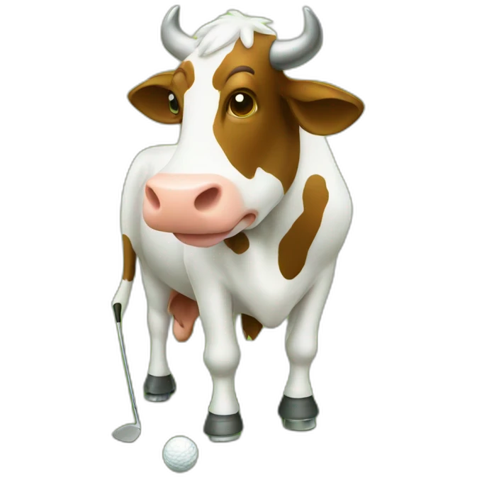 Golfing cow emoji