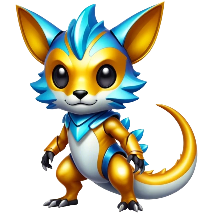 Epic Edgy Cute Colorful Vibrant Modern Vernid-Protogen-creature-animal, full body emoji