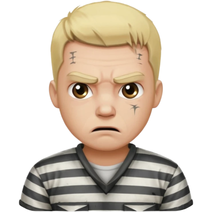 angry blonde tattooed male prisoner with prison BG emoji