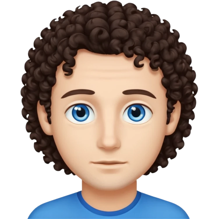 homme yeux bleu azur,cheveux brun foncé bouclé emoji
