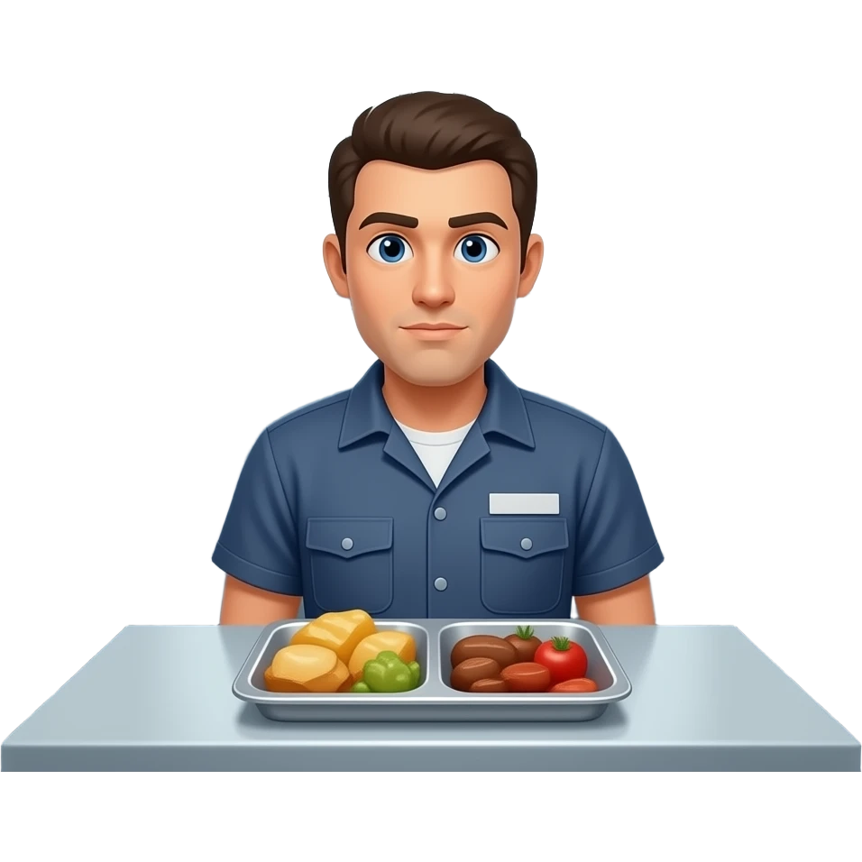 A TRANSPARENT BACKGOUND PICTURE OF A JAIL   WITH A PERSON LOOKING THROUGH SMALL BARS AND A FOOD HOLDER TRAY ON THE FRONT emoji