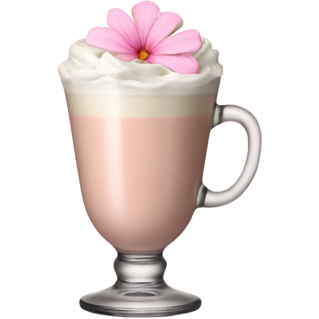Light Pink latte classy in glass with flower emoji