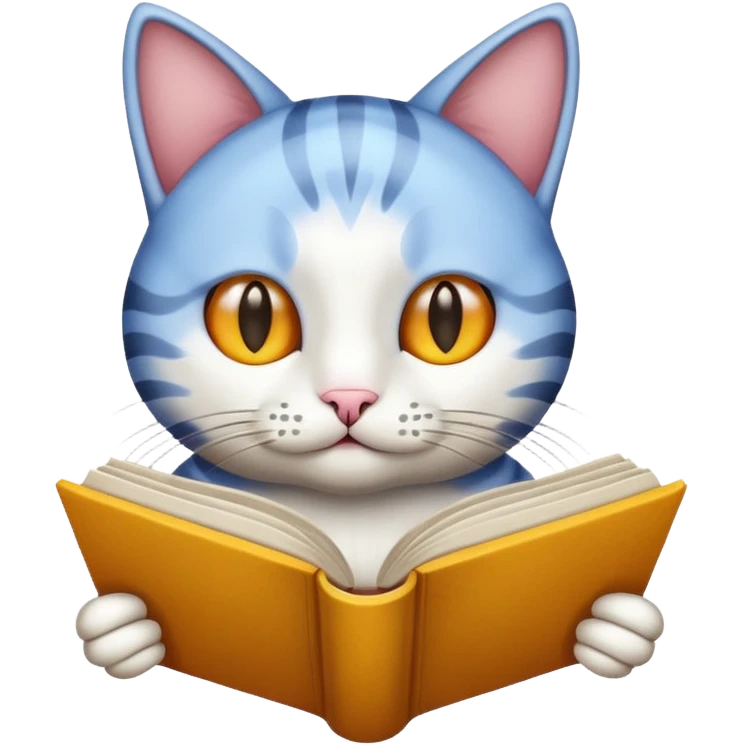 Cat reading book emoji
