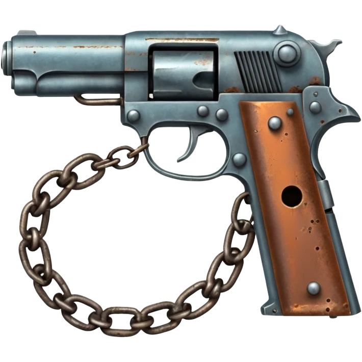 pistol made out of broken chain emoji
