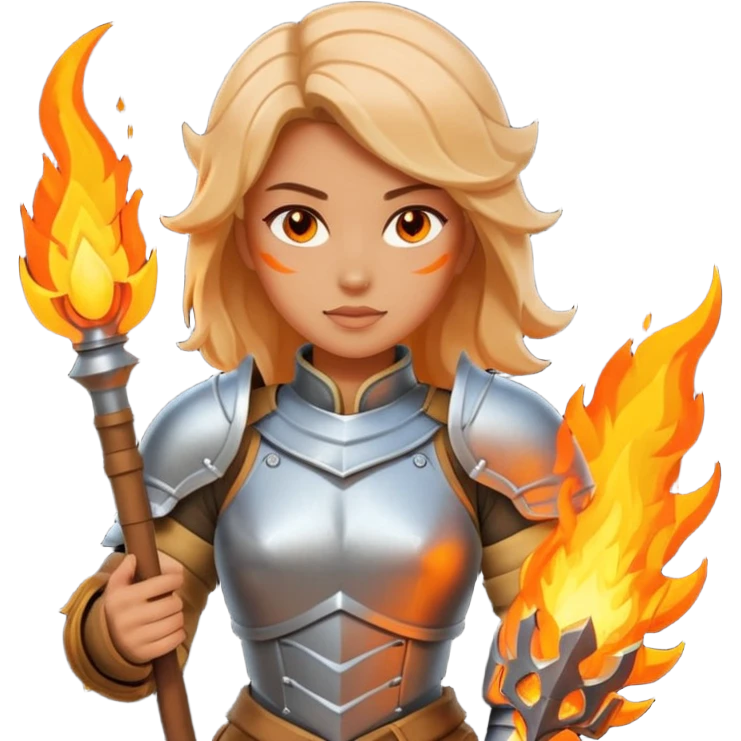 woman fire armored warrior emoji