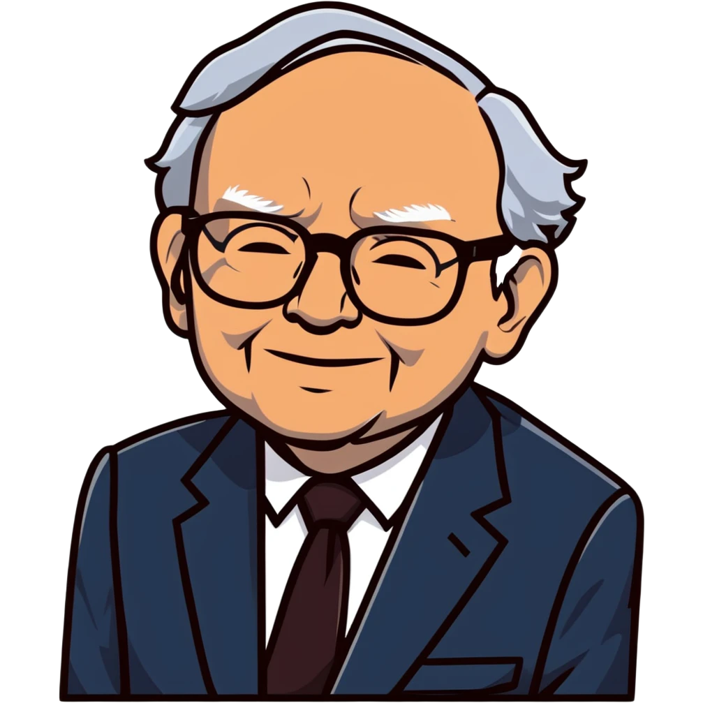 cartoon sticker style portrait of Warren Buffett, glasses, suit emoji