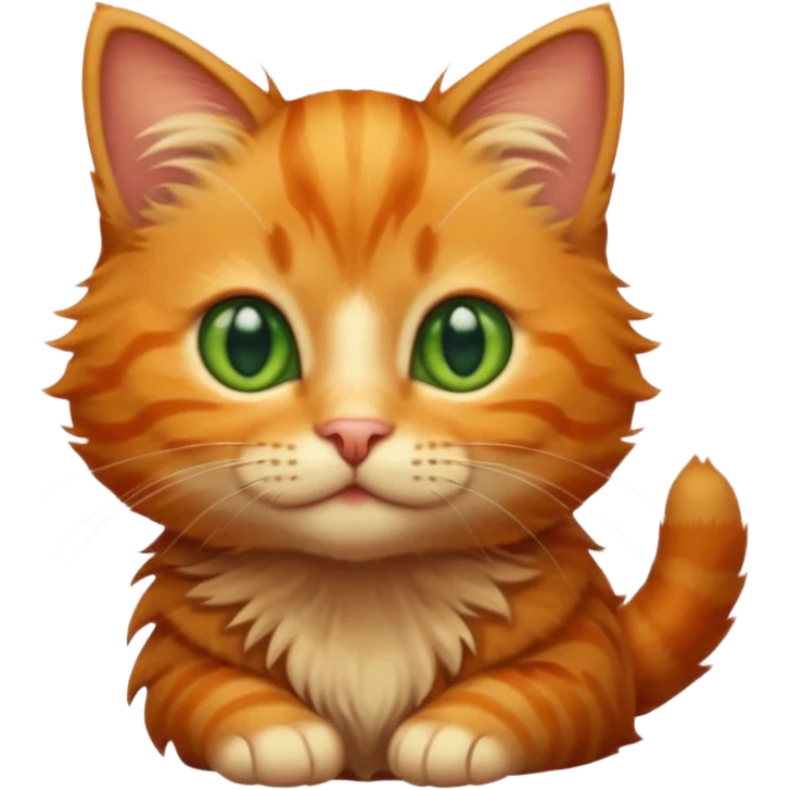A high-resolution photo-realistic digital illustration of a ginger tabby cat kitten, chest upward emoji