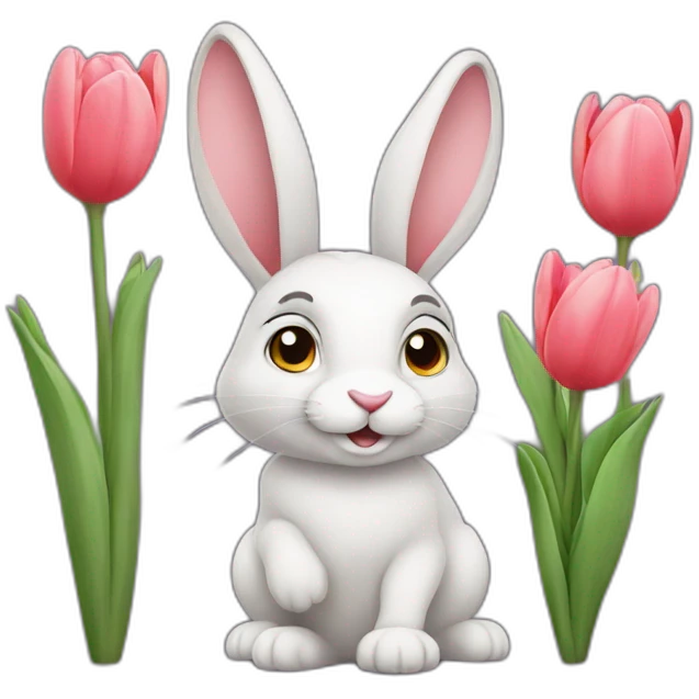 Rabbit with tulips emoji
