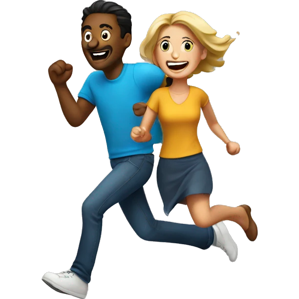 happy man being chased by woman emoji