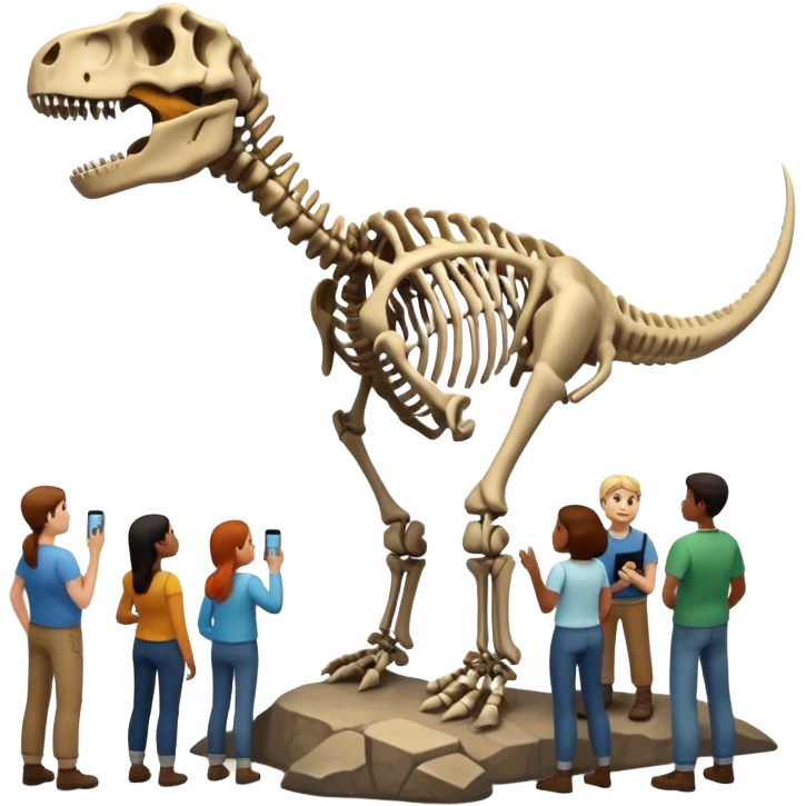 people exploring the dinosaure's gallery
 emoji