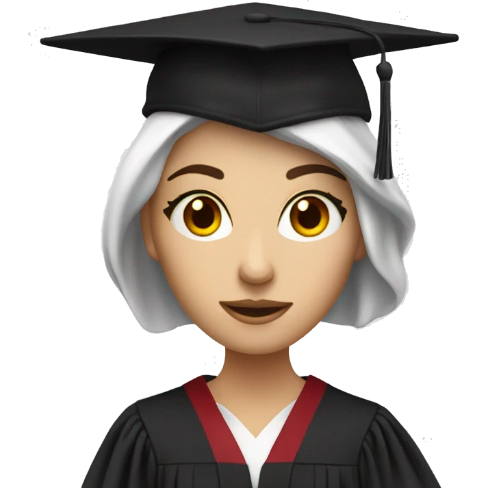White skin female student with phd graduation hat emoji