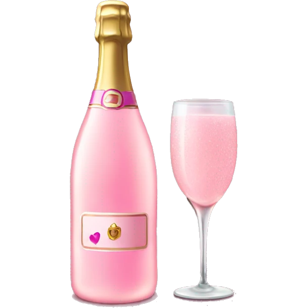 pink champagne bottle with pink still glass emoji