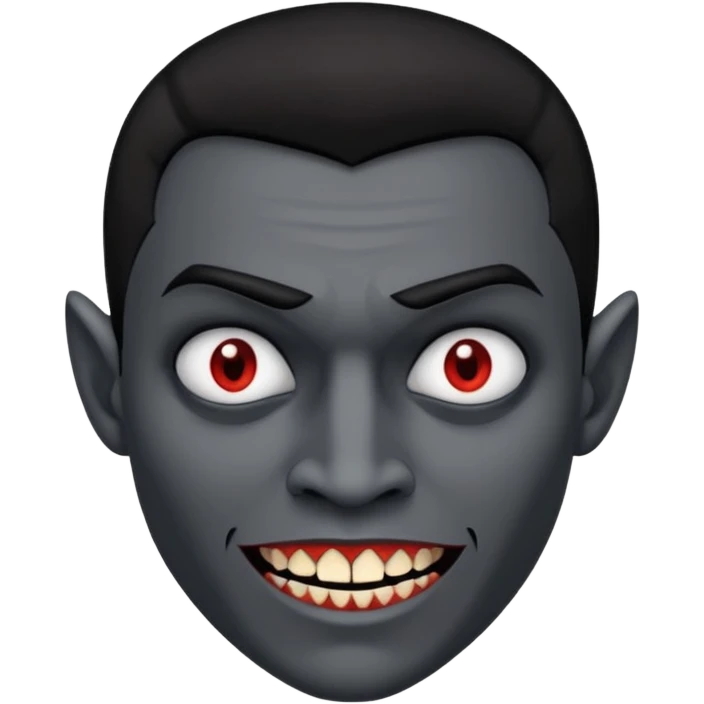 black skinned person with black hair low taper fade with vampire teeth with cuts on their face emoji
