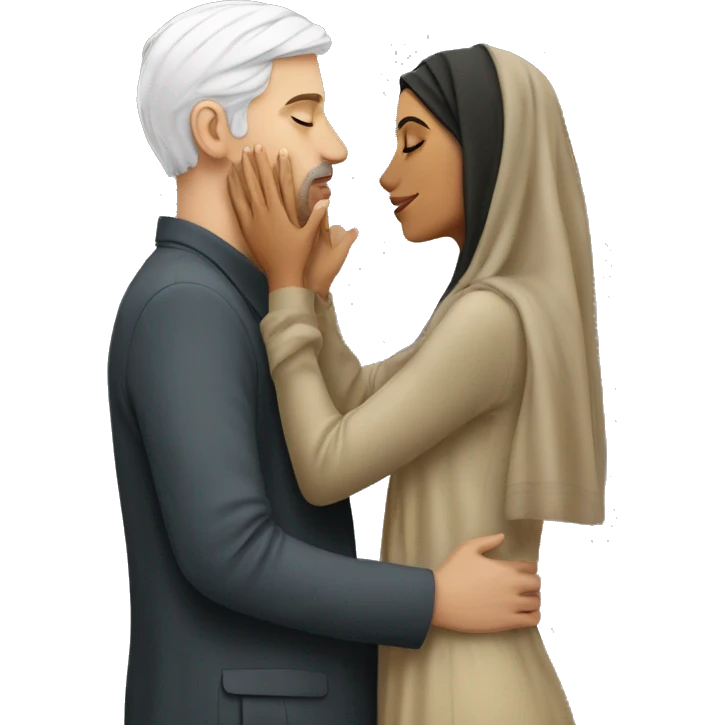 White man kissing arab girl emoji