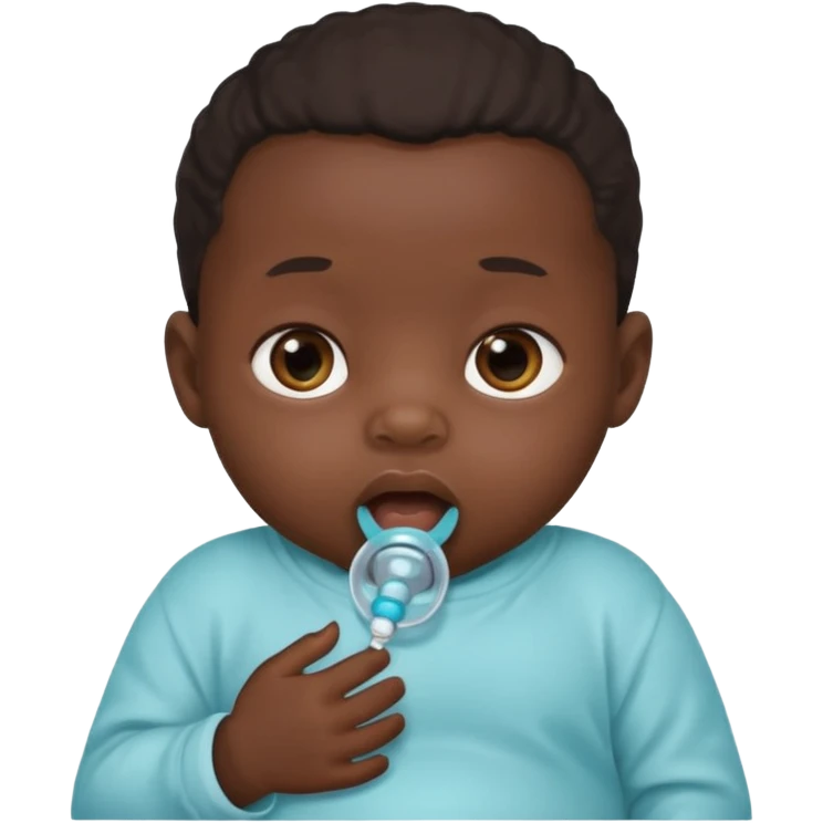 Black newborn baby, pacifier in mouth emoji