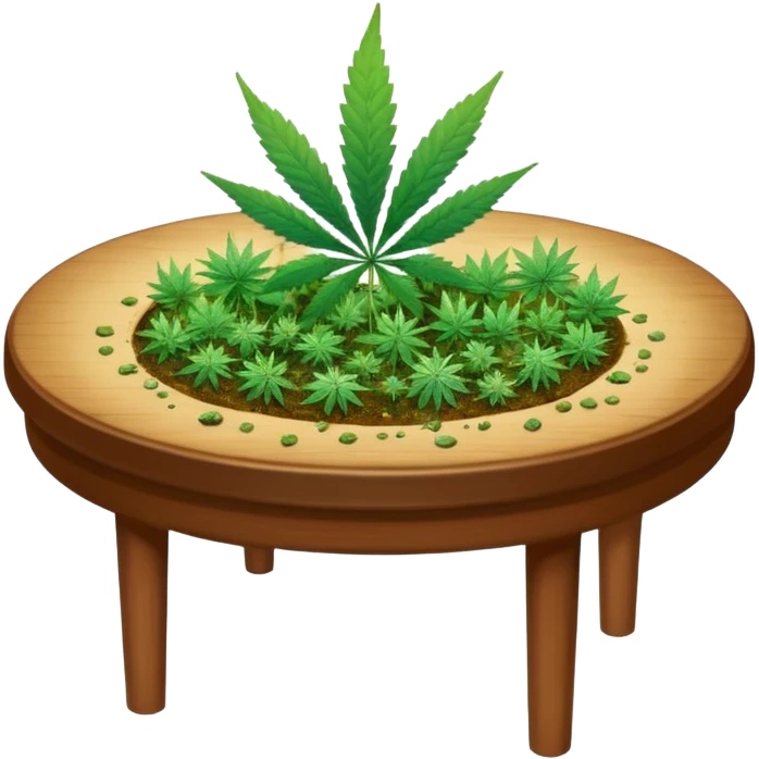 Table with cannabis on it emoji