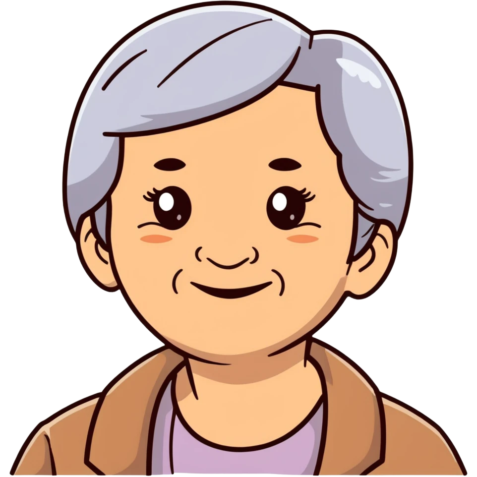warm smiling grandmother with straight hair and brown eyes emoji