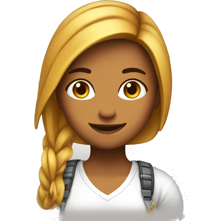 Chica gamer con pelo largo liso café  emoji