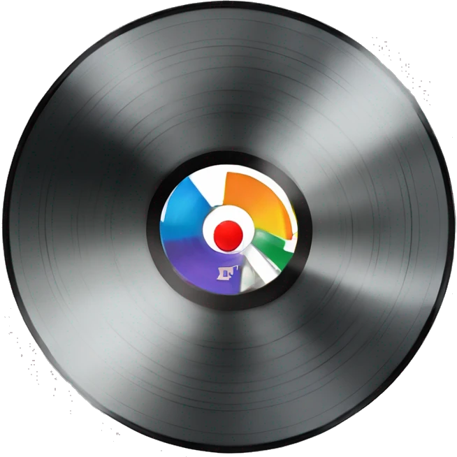 Vinyl record with letters T and V emoji