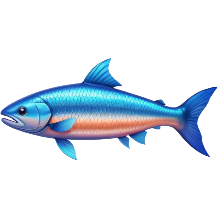 blue salmon fish, side view, with a fin detail emoji